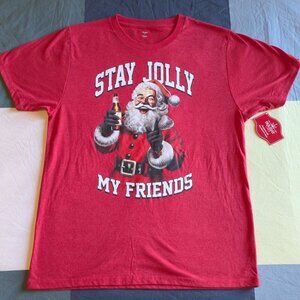 Christmas Men's Stay Jolly Large Graphic Tee from Holiday Time